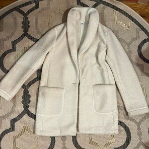 Uniqlo Fleece Sweater Coat. Ivory. XS. Deep pockets. Mid-length.